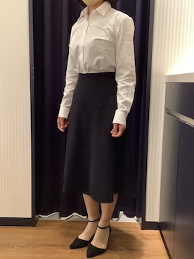 「白シャツ×ニット」｜BRICK HOUSE by Tokyo Shirts 浜松市野イオンモール店さん（レディース・155cm）の秋コーディネート