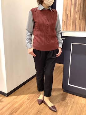 「BRICK HOUSE by TOKYO SHIRT（ブリックハウス）のアイテム（シャツ/ブラウス、グレー系）」を使った、BRICK HOUSE by Tokyo Shirts 浜松市野イオンモール店さん（レディース・155cm）の秋コーディネート