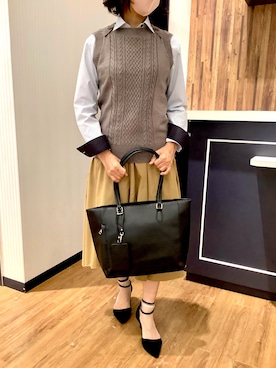 「アイテム（ビジネスシャツ）」を使った、BRICK HOUSE by Tokyo Shirts 浜松市野イオンモール店さん（レディース・155cm）の秋コーディネート