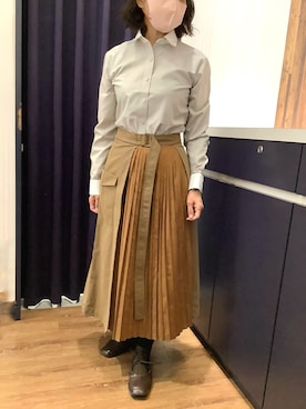 「アイテム（ビジネスシャツ）」を使った、BRICK HOUSE by Tokyo Shirts 浜松市野イオンモール店さん（レディース・155cm）の秋コーディネート