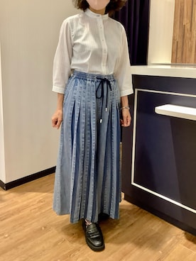 「Pitta Re:)（ピッタリ）のアイテム（シャツ/ブラウス、ホワイト系）」を使った、BRICK HOUSE by Tokyo Shirts 浜松市野イオンモール店さん（レディース・155cm）の夏コーディネート
