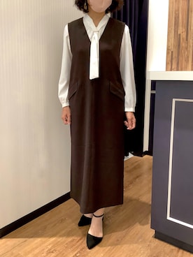 「ボウタイブラウス」｜BRICK HOUSE by Tokyo Shirts 浜松市野イオンモール店さん（レディース・155cm）の秋コーディネート