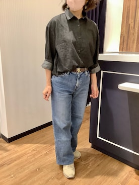 「Pitta Re:)（ピッタリ）のアイテム（シャツ/ブラウス、ブラック系）」を使った、BRICK HOUSE by Tokyo Shirts 浜松市野イオンモール店さん（レディース・155cm）の秋コーディネート