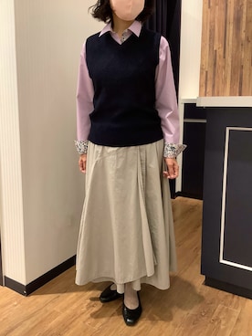 「アイテム（ビジネスシャツ）」を使った、BRICK HOUSE by Tokyo Shirts 浜松市野イオンモール店さん（レディース・155cm）の秋コーディネート