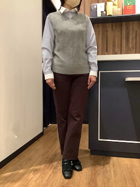 「アイテム（ビジネスシャツ）」を使った、BRICK HOUSE by Tokyo Shirts 浜松市野イオンモール店さん（レディース・155cm）の冬コーディネート