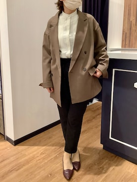 「BRICK HOUSE by TOKYO SHIRT（ブリックハウス）のアイテム（テーラードジャケット、ブラウン系）」を使った、BRICK HOUSE by Tokyo Shirts 浜松市野イオンモール店さん（レディース・155cm）の秋コーディネート
