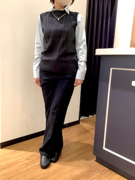 「アイテム（ビジネスシャツ）」を使った、BRICK HOUSE by Tokyo Shirts 浜松市野イオンモール店さん（レディース・155cm）の秋コーディネート