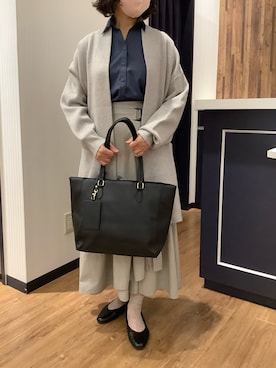 「アイテム（ノーカラーコート）」を使った、BRICK HOUSE by Tokyo Shirts 浜松市野イオンモール店さん（レディース・155cm）の秋コーディネート