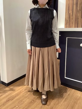 「アイテム（ビジネスシャツ）」を使った、BRICK HOUSE by Tokyo Shirts 浜松市野イオンモール店さん（レディース・155cm）の秋コーディネート