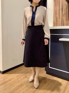 「TOKYO SHIRTS（トウキョウシャツ）のアイテム（シャツ/ブラウス）」を使った、BRICK HOUSE by Tokyo Shirts 浜松市野イオンモール店さん（レディース・155cm）の春コーディネート