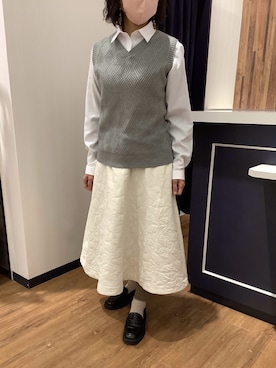 「アイテム（ビジネスシャツ）」を使った、BRICK HOUSE by Tokyo Shirts 浜松市野イオンモール店さん（レディース・155cm）の冬コーディネート