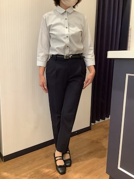「BRICK HOUSE by TOKYO SHIRT（ブリックハウス）のアイテム（シャツ/ブラウス、グレー系）」を使った、BRICK HOUSE by Tokyo Shirts 浜松市野イオンモール店さん（レディース・155cm）の春コーディネート