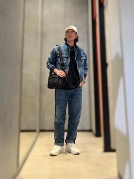 「ARMANI EXCHANGE（アルマーニエクスチェンジ）のアイテム（デニムジャケット）」を使った、YUUさん（メンズ・174cm）の夏コーディネート