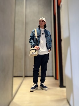 「ARMANI EXCHANGE（アルマーニエクスチェンジ）のアイテム（デニムジャケット）」を使った、YUUさん（メンズ・174cm）の夏コーディネート