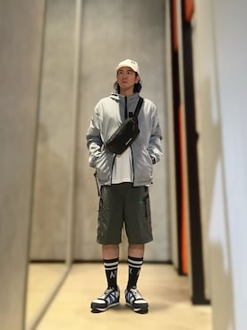 「ARMANI EXCHANGE（アルマーニエクスチェンジ）のアイテム（ナイロンジャケット）」を使った、YUUさん（メンズ・174cm）の夏コーディネート