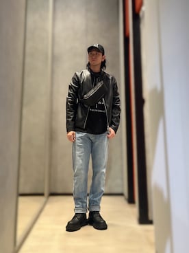 「ARMANI EXCHANGE（アルマーニエクスチェンジ）のアイテム（ノーカラージャケット）」を使った、YUUさん（メンズ・174cm）の秋コーディネート