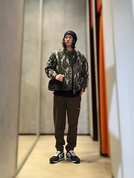 「ARMANI EXCHANGE（アルマーニエクスチェンジ）のアイテム（ニットキャップ/ビーニー）」を使った、YUUさん（メンズ・174cm）の秋コーディネート