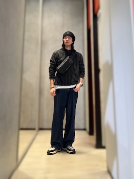「ARMANI EXCHANGE（アルマーニエクスチェンジ）のアイテム（ニットキャップ/ビーニー）」を使った、YUUさん（メンズ・174cm）の秋コーディネート