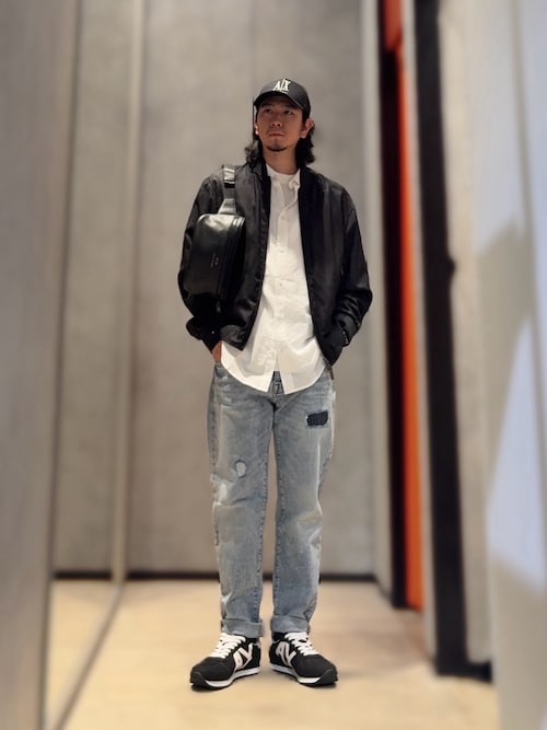 極美品 アルマーニエクスチェンジ ウエスト ストライプ ボディバッグ ARMANI EXCHANGE ウエストポーチ 「A|X アルマーニ