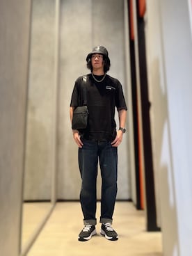 「ARMANI EXCHANGE（アルマーニエクスチェンジ）のアイテム（ハット）」を使った、YUUさん（メンズ・174cm）の夏コーディネート