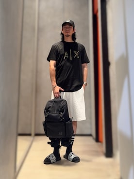 「ARMANI EXCHANGE（アルマーニエクスチェンジ）のアイテム」を使った、YUUさん（メンズ・174cm）の夏コーディネート