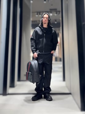 「アイテム（バックパック/リュック、レッド系）」を使った、YUUさん（メンズ・174cm）の冬コーディネート