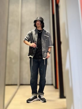 「ARMANI EXCHANGE（アルマーニエクスチェンジ）のアイテム（ハット）」を使った、YUUさん（メンズ・174cm）の夏コーディネート