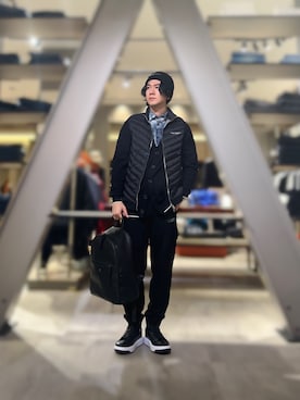 「ARMANI EXCHANGE（アルマーニエクスチェンジ）のアイテム（ニットキャップ/ビーニー）」を使った、YUUさん（メンズ・174cm）の秋コーディネート