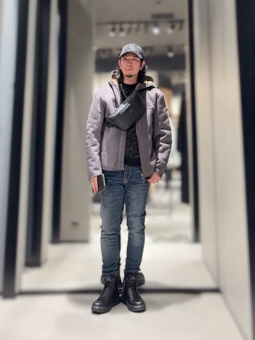 A|X アルマーニ エクスチェンジ】CL フェイクムートン×ボア フーデッド