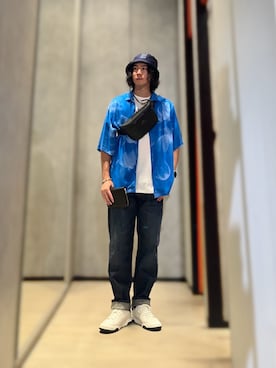 「ARMANI EXCHANGE（アルマーニエクスチェンジ）のアイテム（ハット）」を使った、YUUさん（メンズ・174cm）の夏コーディネート