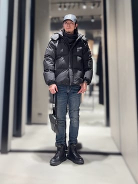 「アイテム（ストール/ショール）」を使った、YUUさん（メンズ・174cm）の冬コーディネート