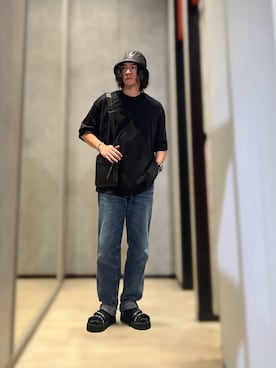 「ARMANI EXCHANGE（アルマーニエクスチェンジ）のアイテム（サンダル）」を使った、YUUさん（メンズ・174cm）の夏コーディネート