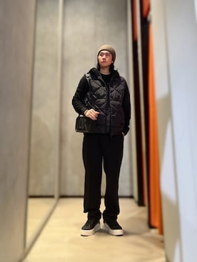 「ARMANI EXCHANGE（アルマーニエクスチェンジ）のアイテム（ニットキャップ/ビーニー）」を使った、YUUさん（メンズ・174cm）の秋コーディネート