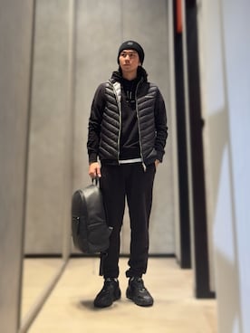 「ARMANI EXCHANGE（アルマーニエクスチェンジ）のアイテム（ニットキャップ/ビーニー）」を使った、YUUさん（メンズ・174cm）の秋コーディネート