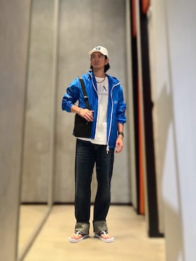 「ARMANI EXCHANGE（アルマーニエクスチェンジ）のアイテム（ナイロンジャケット）」を使った、YUUさん（メンズ・174cm）の夏コーディネート