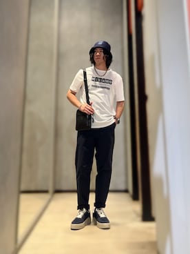 「ARMANI EXCHANGE（アルマーニエクスチェンジ）のアイテム（ハット）」を使った、YUUさん（メンズ・174cm）の夏コーディネート