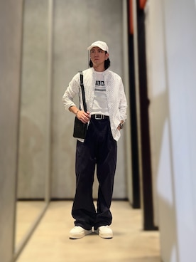 「ARMANI EXCHANGE（アルマーニエクスチェンジ）のアイテム（カーゴパンツ）」を使った、YUUさん（メンズ・174cm）の夏コーディネート