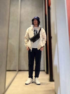 「ARMANI EXCHANGE（アルマーニエクスチェンジ）のアイテム（ナイロンジャケット）」を使った、YUUさん（メンズ・174cm）の夏コーディネート