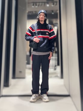 「アイテム（スウェットパンツ、ブルー系）」を使った、YUUさん（メンズ・174cm）の冬コーディネート