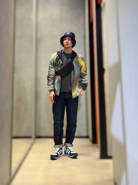 「ARMANI EXCHANGE（アルマーニエクスチェンジ）のアイテム（ナイロンジャケット）」を使った、YUUさん（メンズ・174cm）の春コーディネート