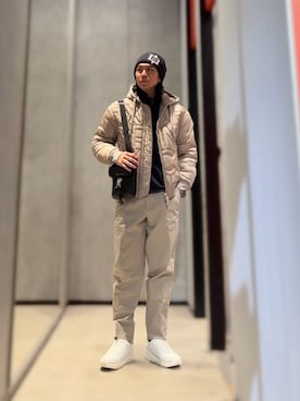「ARMANI EXCHANGE（アルマーニエクスチェンジ）のアイテム（ニットキャップ/ビーニー）」を使った、YUUさん（メンズ・174cm）の秋コーディネート