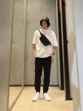 「ARMANI EXCHANGE（アルマーニエクスチェンジ）のアイテム（ハット）」を使った、YUUさん（メンズ・174cm）の夏コーディネート