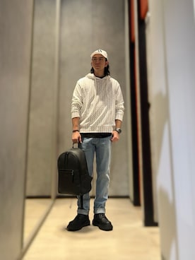 「ARMANI EXCHANGE（アルマーニエクスチェンジ）のアイテム（ブーツ）」を使った、YUUさん（メンズ・174cm）の秋コーディネート