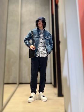 「ARMANI EXCHANGE（アルマーニエクスチェンジ）のアイテム（ハット）」を使った、YUUさん（メンズ・174cm）の夏コーディネート