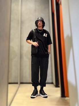 「ARMANI EXCHANGE（アルマーニエクスチェンジ）のアイテム（ハット）」を使った、YUUさん（メンズ・174cm）の夏コーディネート