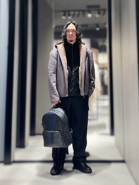 「アイテム（ムートンコート）」を使った、YUUさん（メンズ・174cm）の冬コーディネート