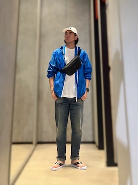 「ARMANI EXCHANGE（アルマーニエクスチェンジ）のアイテム（ナイロンジャケット）」を使った、YUUさん（メンズ・174cm）の春コーディネート