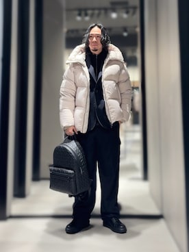 「ARMANI EXCHANGE（アルマーニエクスチェンジ）の【A|X アルマーニ エクスチェンジ】CL ウールミックス シングルブレストジャケット（テーラードジャケット、ブルー系）」を使った、YUUさん（メンズ・174cm）の春コーディネート