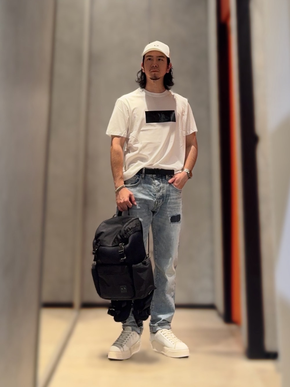 y様♡ARMANI EXCHANGE　上下コーデ　袖ロゴラインが激かわ♡　コーデ YUU（A|X アルマーニ エクスチェンジ 原宿 キャットストリート店