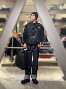 「ARMANI EXCHANGE（アルマーニエクスチェンジ）のアイテム（ニットキャップ/ビーニー）」を使った、YUUさん（メンズ・174cm）の秋コーディネート